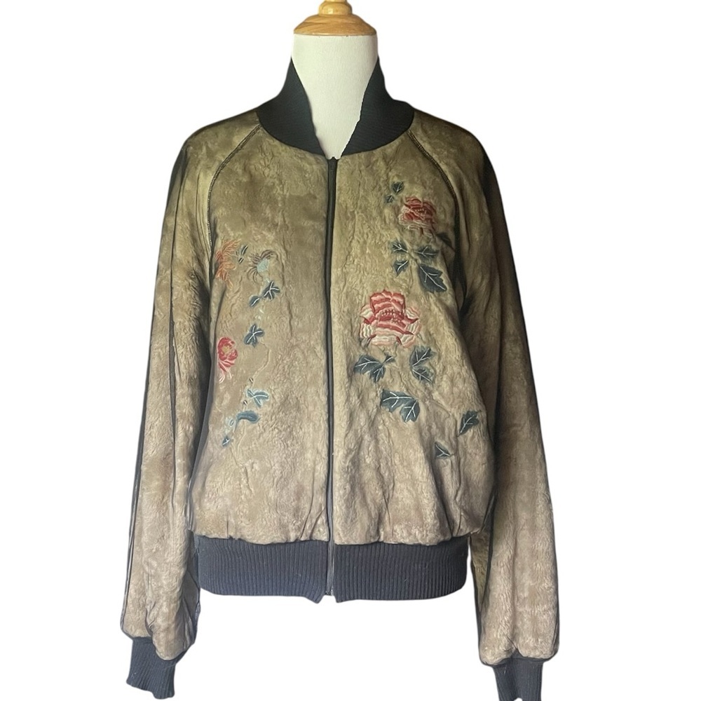 Vivienne Tam Floral double layer faux fur Bomber jacket